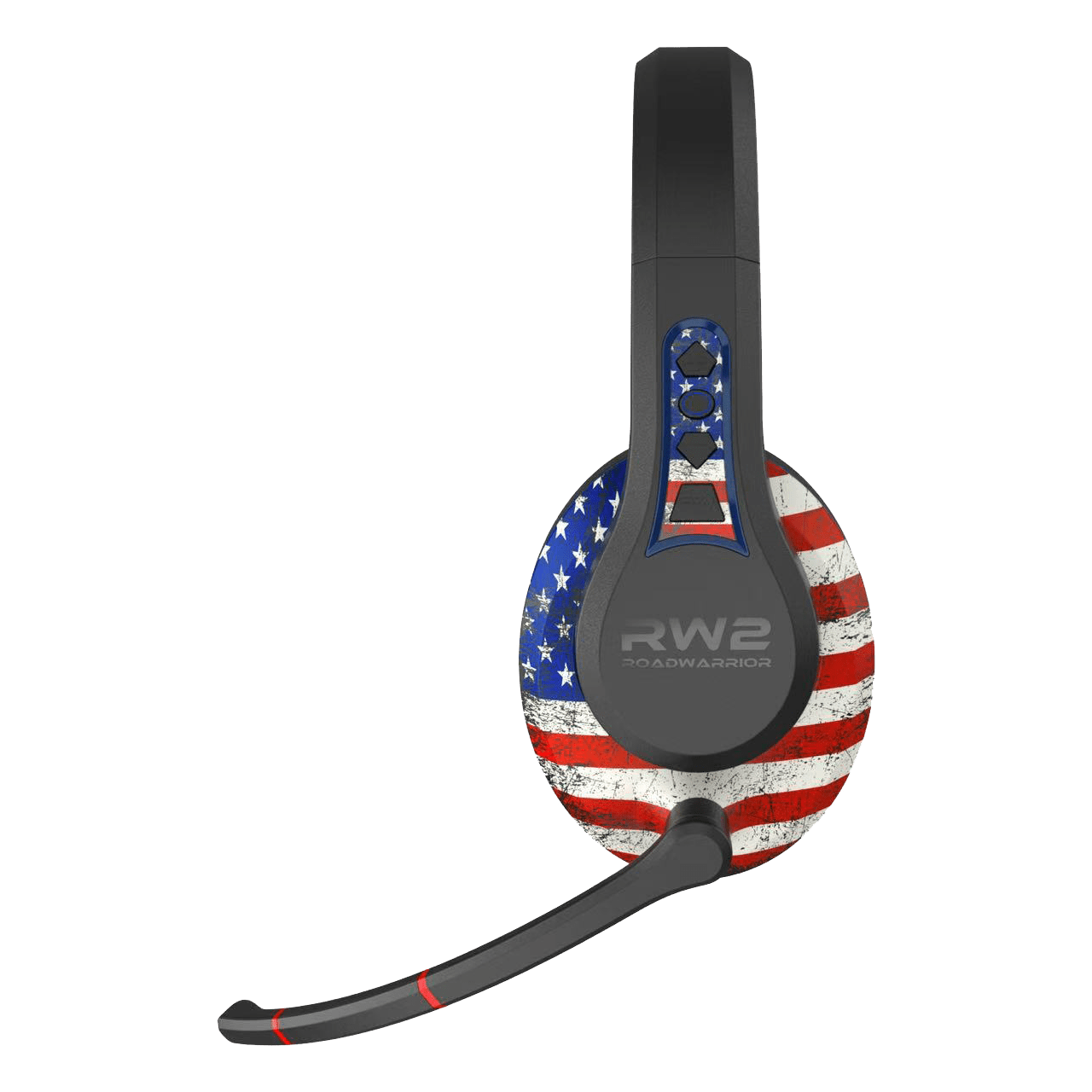 Headset with American flag design on a transparent background