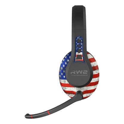 Headset with American flag design on a transparent background