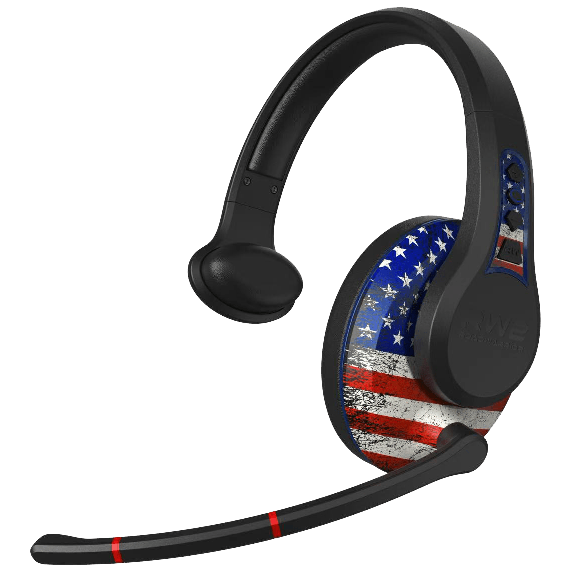 Headset with American flag design on a transparent background