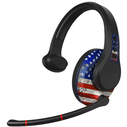 Headset with American flag design on a transparent background
